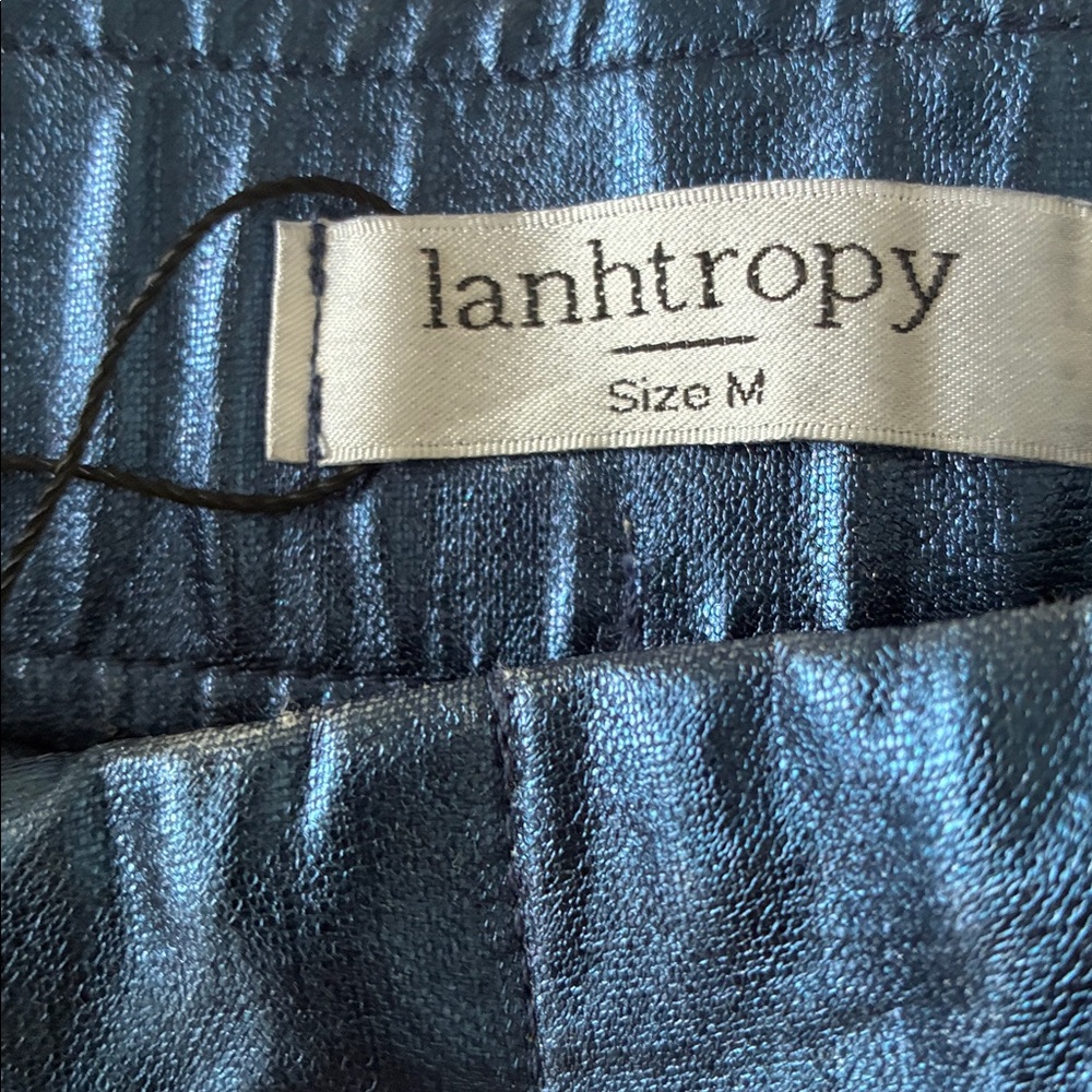 Blue metallic linen culottes - Picture 4 of 5